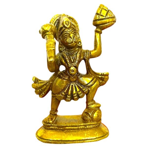 COPRASIA Brass Lord Hanuman Idol with Sanjeevani – Handcrafted Bajrangbali Statue for Puja & Home Temple - Image 2