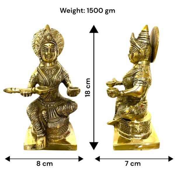 COPRASIA Brass Annapurna Mata Idol – Goddess of Food & Nourishment for Puja & Home Temple - Image 6