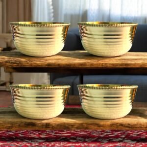 COPRASIA Handcrafted Brass Dining Bowl – Traditional Indian Serving Bowl for Kitchen & Tableware || Peetal ki Katori (Lining)