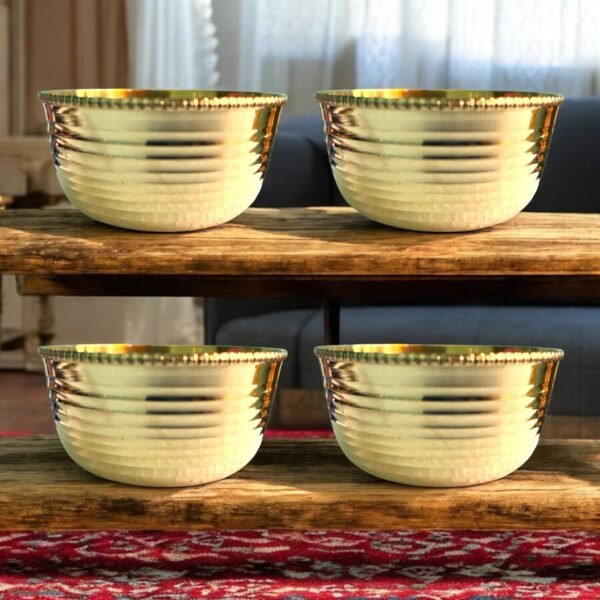 COPRASIA Handcrafted Brass Dining Bowl – Traditional Indian Serving Bowl for Kitchen & Tableware || Peetal ki Katori (Lining)