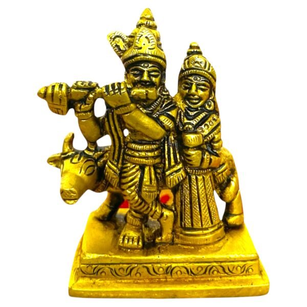 COPRASIA Brass Radha Krishna Idol – Handcrafted Statue for Puja, Home Temple & Decor - Image 2