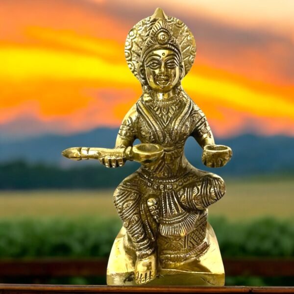 COPRASIA Brass Annapurna Mata Idol – Goddess of Food & Nourishment for Puja & Home Temple