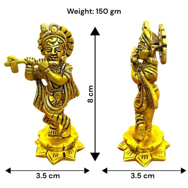 COPRASIA Brass Krishna Idol – Handcrafted Lord Krishna Statue for Puja & Home Decor - Image 6