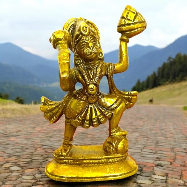 COPRASIA Brass Lord Hanuman Idol with Sanjeevani – Handcrafted Bajrangbali Statue for Puja & Home Temple