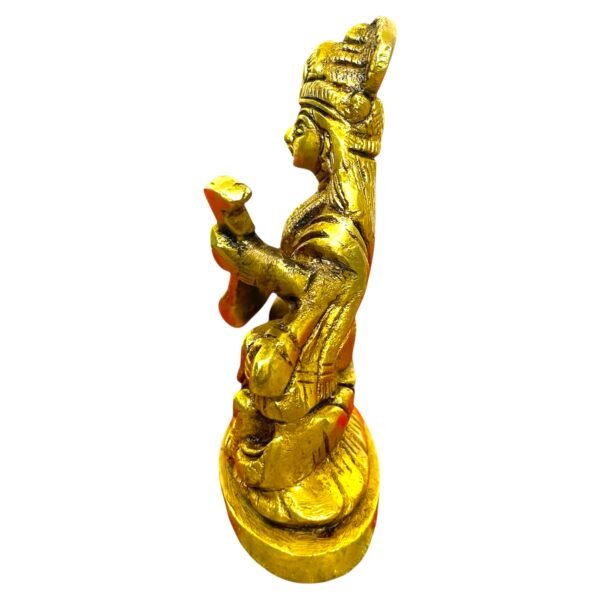 COPRASIA Brass Saraswati Idol – Goddess of Wisdom and Arts for Puja & Home Temple - Image 4