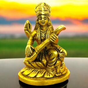 COPRASIA Brass Saraswati Idol – Goddess of Wisdom and Arts for Puja & Home Temple