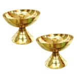 Brass Akhand Jyoti Diya for Pooja | Traditional Akhand Deepak for Mandir Pack of 2