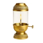Akhand Jyoti Diya with Glass Cover | Adjustable Batti Oil Lamp for Pooja