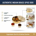 Pure Brass Masala Box 7 Inch | Traditional Masala Dabba with 7 Containers & Spoon - Image 3