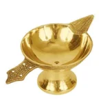 Brass Laxmi Diya Set of 2 | Traditional Lakshmi Oil Lamps for Pooja - Image 2