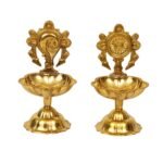 Brass Premium Decorative Diya Set of 2 | Traditional Oil Lamp for Pooja & Home Decor