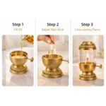 Akhand Jyoti Diya with Glass Cover | Adjustable Batti Oil Lamp for Pooja - Image 5