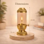 Akhand Jyoti Diya with Glass Cover | Adjustable Batti Oil Lamp for Pooja - Image 3