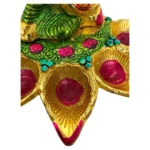 Brass Aluminum Ganesha Diya Stand | 5 Oil Lamp Holder for Pooja & Diwali Decor - Image 2