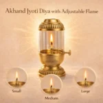 Akhand Jyoti Diya with Glass Cover | Adjustable Batti Oil Lamp for Pooja - Image 2