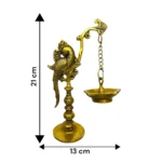 Brass Peacock on Pillar Brass Hanging Diya | Traditional Oil Lamp for Mandir - Image 6