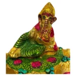 Brass Aluminum Ganesha Diya Stand | 5 Oil Lamp Holder for Pooja & Diwali Decor - Image 4