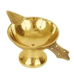 Brass Laxmi Diya Set of 2 | Traditional Lakshmi Oil Lamps for Pooja - Image 3