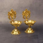 Brass Premium Decorative Diya Set of 2 | Traditional Oil Lamp for Pooja & Home Decor - Image 2