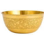 Brass Dining Bowl (Peetal Ki Katori) – Floral Etching, 250 ml