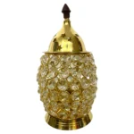 Brass Crystal Jyoti Diya with Lid | Premium Pooja Oil Lamp for Home Temple