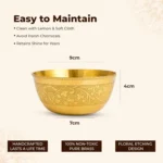 Brass Dining Bowl (Peetal Ki Katori) – Floral Etching, 250 ml - Image 2