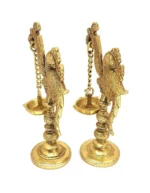 Brass Peacock on Pillar Brass Hanging Diya | Traditional Oil Lamp for Mandir - Image 5