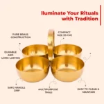 Brass Chopra Stand 4 Bowl Set | Traditional Pooja Chopala for Rituals - Image 4