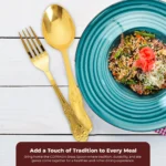 Spoon & Fork Set | Traditional Brass Cutlery for Dining & Serving - Image 3