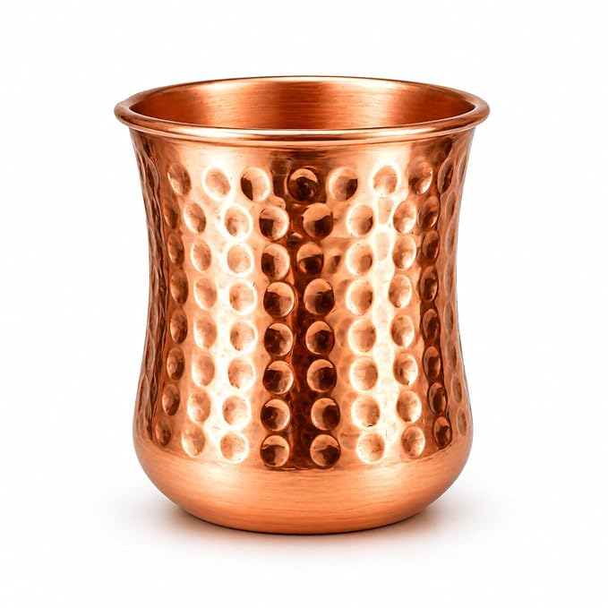 61JEyVNmQ8L._SX679_ Hammered Copper Cup for Drinking Water – Pure Copper Tumbler, Ayurvedic Inspired Drinkware - Image 1